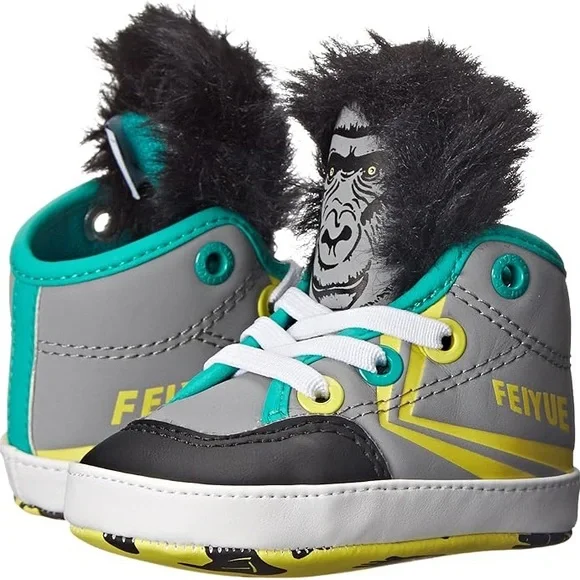 Host Pick🎈FEIYUE Baby Unisex Delta Mid Animal Fur-Lined Shoes Gorilla - Size 2 - Picture 1 of 16